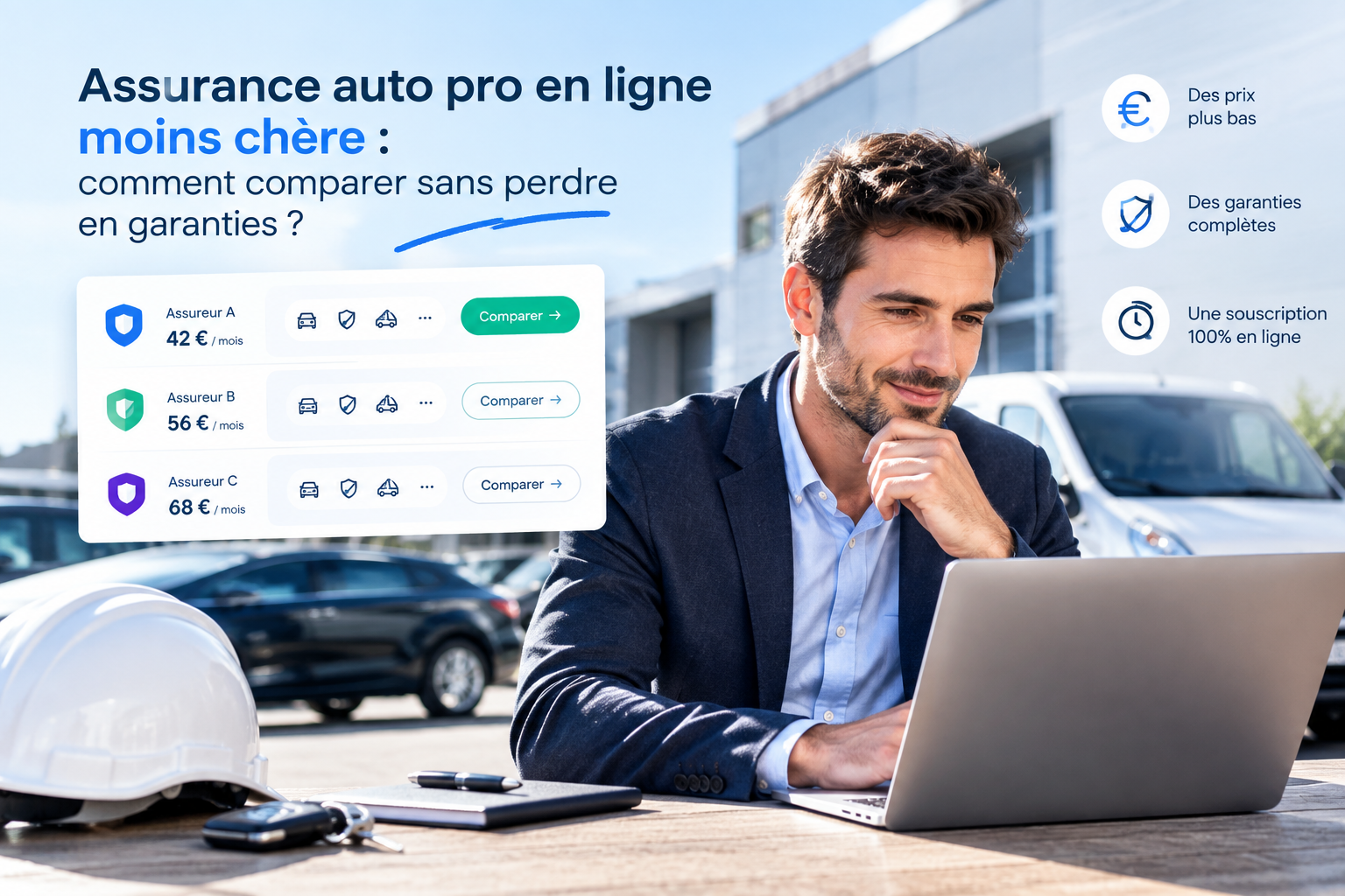 Assurance auto pro en ligne moins chère : comment comparer sans perdre en garanties ?