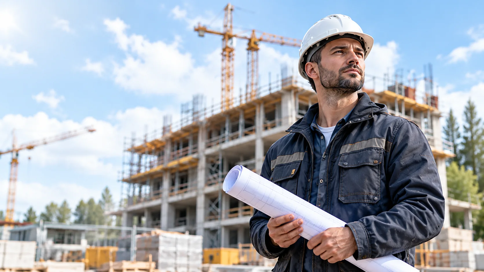 Professionnel du bâtiment sur un chantier